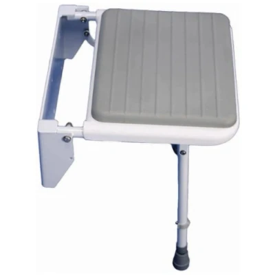 Image of Aidapt Solo Standard Padded Shower Seat with Legs Wall Mounted,Drop Down,Fold Flat Against Wall,Clip On/Off seat,Adjustable,Compact,Space Saver,Elderly,Disabled,Pregnant,FIXING SCREWS NOT SUPPLIED