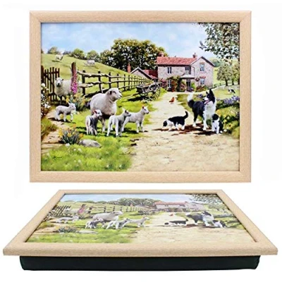 Image of The Leonardo Collection Collie and Sheep Lap Tray, 44x33x6cm, Multicolour, LP94194