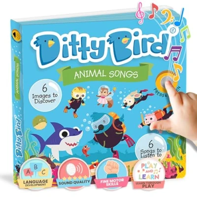 Image of DITTY BIRD Animal Book for Toddlers Realistic Sound Interactive Board Books 1 3 Sensory, Musical Lovers Baby Shark Sturdy Nursery Rhyme Toys