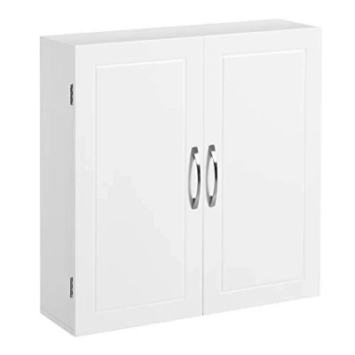 Image of VASAGLE Bathroom Wall Cabinet, Mounted Storage 18 x 60 cm, Medicine Cabinet with Adjustable Shelves, Cloud White BBC320W01