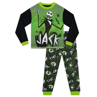 Image of Disney The Nightmare Before Christmas Pyjamas Jack Skellington Boys Tim Burton Merchandise Green 8 9 Years