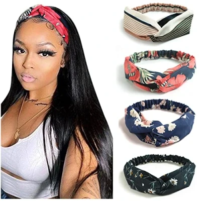 Image of DRESHOW 4 Pack Women Headbands Vintage Elastic Boho Criss Cross Head Wrap Hair Band Cute Accessories
