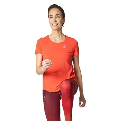 Image of Odlo Women Short Sleeve Running Shirt ZEROWEIGHT CHILL TEC, cayenne, M