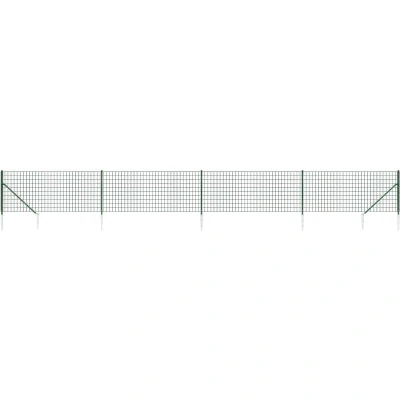 Image of vidaXL Wire Mesh Fence with Spike Anchors Green 0.8x10 m