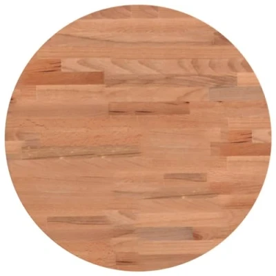 Image of vidaXL Table Top Wooden Replacement, Solid Beech Wood, 40cm Diameter Round Furniture for Dining, Side, or Bar Table, Easy to Clean Surface with Lacquer Finish