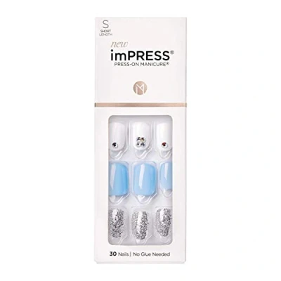 Image of KISS imPRESS Press On Manicure, I&#039;d Rather Be, Short Length Square, with PureFit Technology, Includes Prep Pad, Mini File, Cuticle Stick, and 30 Fake Nails