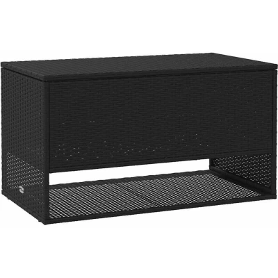 Image of vidaXL Outdoor Cushion Box Black 100x55x55.5 cm Poly Rattan