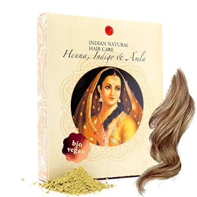 Image of Henna, Indigo &amp; Amla Powder Light Brown Hair Dye Fresh Organic 7oz Indian Natural Care