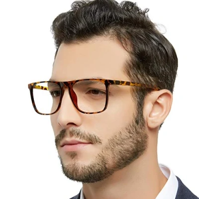 Image of OCCI CHIARI Large Frame Reading Glasses 2.25 for Men, Stylish Rectangular Glasses, Mens Magnifying Spring Hinge (Yellow,225)