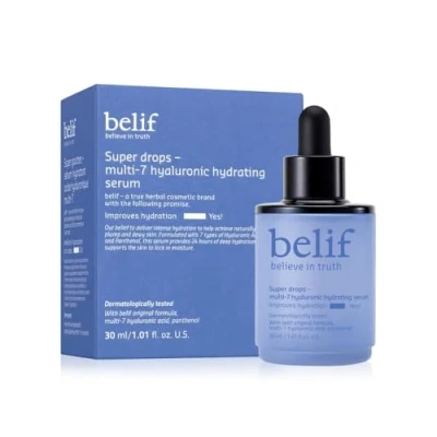 Image of belif Super drops multi 7 hyaluronic hydrating serum Lightweight with types of acid &amp; panthenol, deep hydration restore skin barrier, Korean skincare, beauty (30ml)