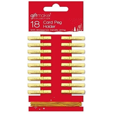 Image of Giftmaker Collection Christmas Card Holder Pegs, Gold, 3m