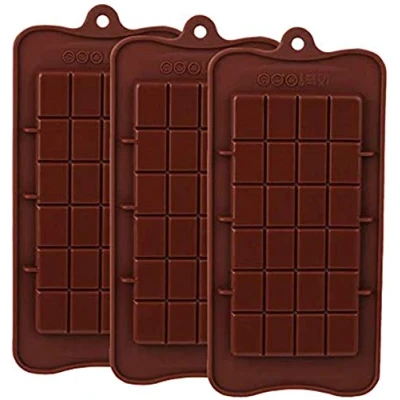 Image of Cheeroyal Silicone Chocolate Molds, 3pcs Non Stick Break Apart Moulds Candy Molds Reusable DIY Baking Protein &amp; Energy Bar