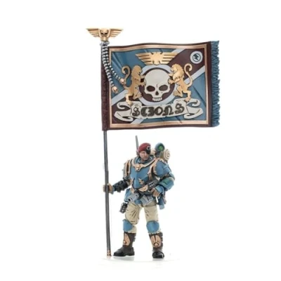 Image of Bloomage Joytoy Tech WH 40K Astra Militarum Tempestus Sci Com Banner Bearer 1/18 Af