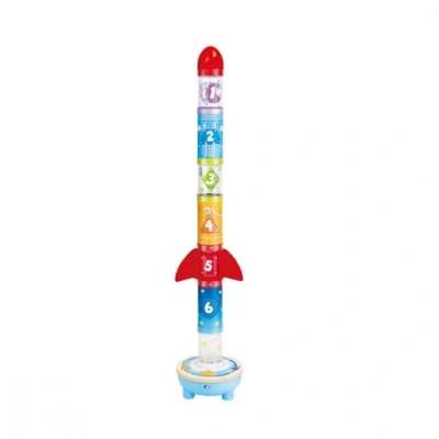 Image of Hape Rocket Stacker Toy Air Powered Ball Launcher Playset for Toddlers with Fan 24 Months and Up, Black , Small