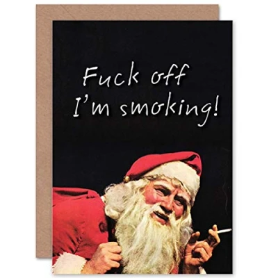 Image of Wee Blue Coo Santa Smoking Funny Adult Rude Christmas Card
