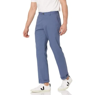 Image of Amazon Essentials Men&#039;s Classic Fit Wrinkle Resistant Flat Front Chino Trouser (Available in Big &amp; Tall), Indigo, 34W / 30L