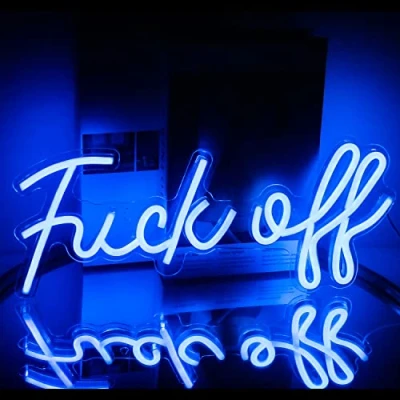 Image of Fuck Off Neon Sign Blue Word LED Wall Light Signs Acrylic USB Lights for Bedroom Letter Lamp Bar Pub Home Decorations 17&#039;&#039; x 8&#039;&#039;