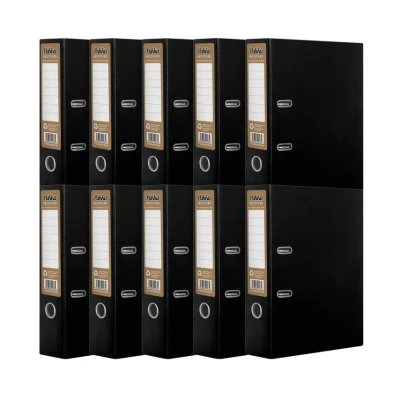 Image of Pukka Pad, Black Recycled Lever Arch A4 Binder 2 Ring, 70mm Paperboard File Pack of 10 Made 100% Card, Recycle Me After Use