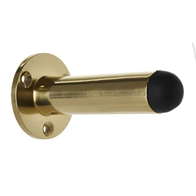 Image of 3&quot; Door Stop Pillar Type 75MM 2 1/2 INCH Solid Polished Brass with Screws