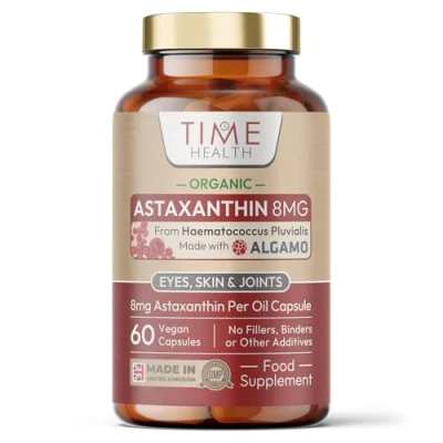 Image of Organic Astaxanthin Oil 8mg Pure &amp; Natural 60 Capsules Carrageenan Free Super Antioxidant Premium Algamo® Haematococcus Pluvialis UK Made Zero Additives EU Source