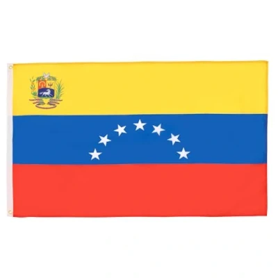 Image of AZ Flag Venezuela Old 7 Stars with Arms 3x5 Ft 100D Polyester Former Venezuelan Banner Two Metal Grommets Fade Resistant Vivid Colors 3&#039; x 5&#039; Feet 150x90 Cm