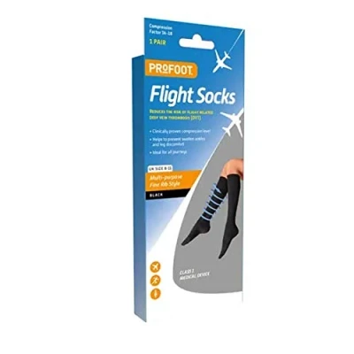 Image of PROFOOT Flight Socks Fine Rib Style 8 11 UK Size, Reduce the risk of Related Deep Vein Thrombosis (DVT) with our Socks. 1 Pair