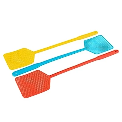 Image of 3x Multicolour 45.5cm x 10.5cm Plastic Fly Swatters By Ashley
