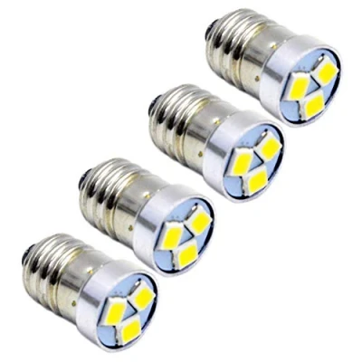 Image of Ruiandsion 4pcs 3V 6V 12V E10 LED Bulb 3030 3SMD White Replacement Upgrade for Headlamps Flashlights Torch Light,Negative Earth (3V)