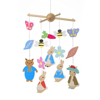 Image of Peter Rabbit Baby Gifts Wooden Mobile, Beatrix Potter Characters Nursery, First Birthday for Girls Boys Official Licensed by Orange Tree Toys, Multicolour