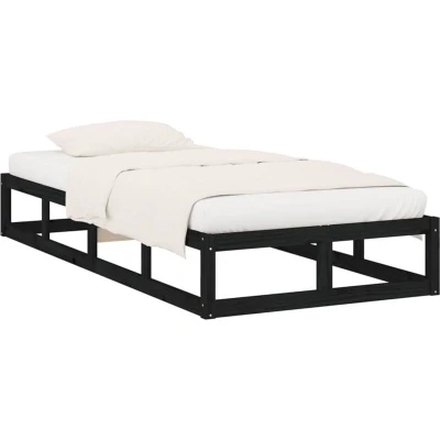 Image of vidaXL Bed Frame without Mattress Black 90x200 cm Solid Wood