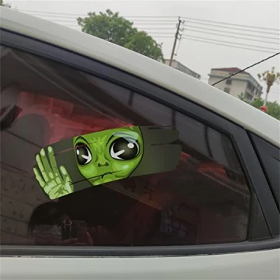 Image of Alien Car Window Sticker, Ride with Decal Passenger Side,Funny Wipe Sticker,Alien Peeping Sticker