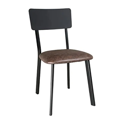 Image of Bolero Metal &amp; PU Side Chair Vintage Mocha Steel Frame Upholstered Seat