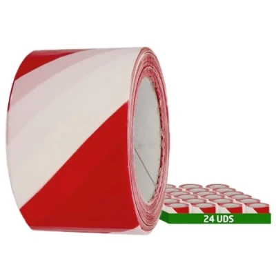 Image of Amig Pack of 24 Marking tapes 200 m long x 70 mm wide Red and White Made Low Density Polyethylene (LDPE) tape for delimiting safety zones