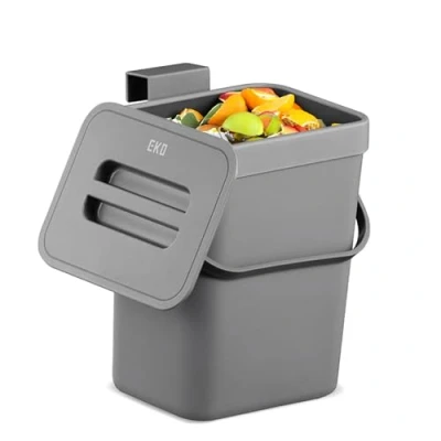 Image of EKO Puro Hanging Caddy Wall Mountable or Bin for Compostable Waste Perfect Kitchen &amp; Home, 3 Litre