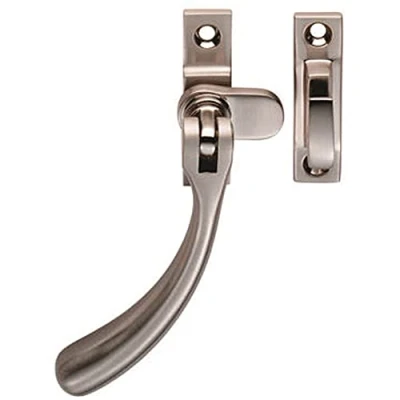 Image of Loops Bulb Ended Casement Window Fastener 98mm Handle 45mm Centres Satin Nickel Victorian Design Fitting Stay Arm Fixture