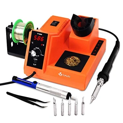 Image of TOAUTO Soldering Station,80W Digital Solder Iron Station Kit with 176F 896F Temperature, C/F Func, Auto Standby &amp; Sleep.