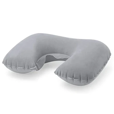 Image of eBuyGB Inflatable Travel Pillow Head Flight Cushion Neck Pouche, 17 cm, Grey