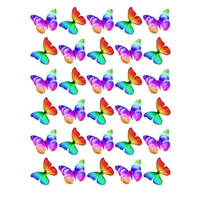 Image of 30 Multi Colour Butterflies Cupcake Toppers Edible Wafer Paper Fairy Cake Birthday Cakes