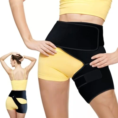 Image of Astorn Hip Brace for Sciatica Pain Relief Adjustable Groin Compression Wrap Support Thigh, Hamstring, Arthritis, Bursitis and Injuries Sciatic Nerve Men &amp; Women Left Leg Large