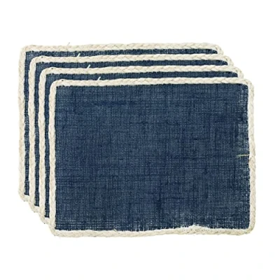 Image of Creative Tops Jute Placemats, Rectangular Blue, 22cm x 19cm, Set of four, Tagged