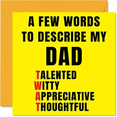 Image of Rude Birthday Cards for Dad Few Words Describe Tw*t Joke Happy Card from Son Daughter, Banter Gifts, 145mm x Offensive Father&#039;s Day Greeting Daddy Papa