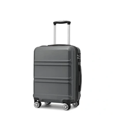 Image of Kono Carry on Suitcase Hand Small Cabin Luggage Hard Shell Lightweight Travel Trolley with TSA Lock and Sturdy 4 Spinner Wheels,(Grey, 20&quot;)