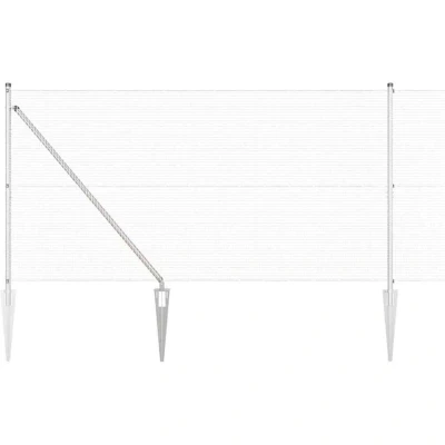 Image of vidaXL Welded Wire Fence with 13 Spike Posts 1.4x25 m Galvanised Steel