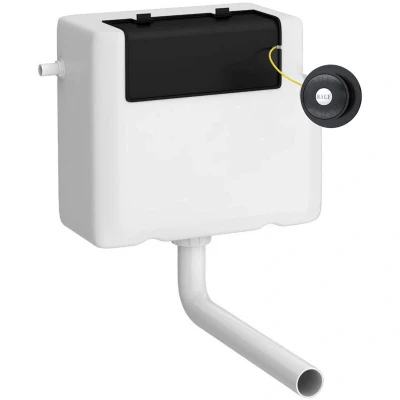Image of Nuie Concealed Cistern and Matt Black Traditional Round Dual Flush Push Buttons XTY8T02