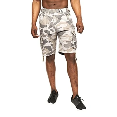 Image of Crosshatch Mens Camo Casual Cargo Combat Shorts Cotton Summer Knee lengthPant(34,Grey JM)