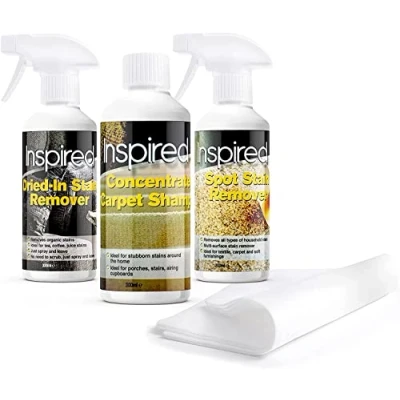 Image of Inspired Fabric and Upholstery Care Kit Includes Carpet Shampoo, Dried in Spot Stain Remover, 3 x 300ml