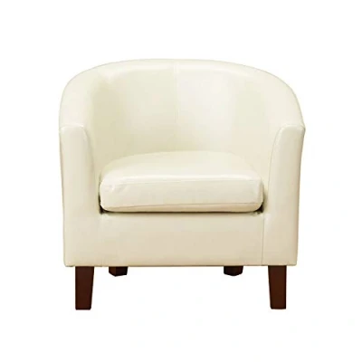 Image of 1home Bonded Leather Tub Chair Armchair for Dining Living Room Office Reception (Ivory)
