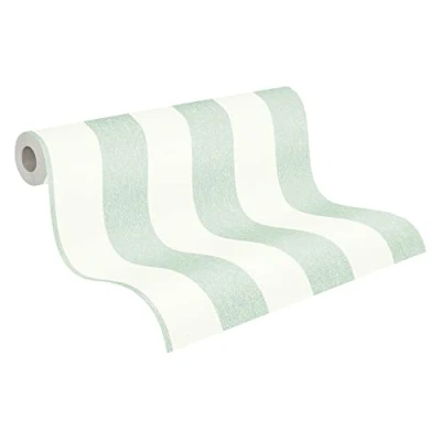 Image of A.S. Création Attractive 2 390292 Striped Non Woven Wallpaper 10.05 m x 0.53 Made in Germany Green/White