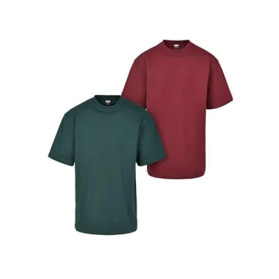 Image of Urban Classics TEE 2PACK Basic Tshirt, Men&#039;s, Size: XXL, Redwine bottlegreen