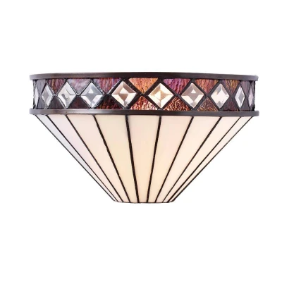 Image of Fargo 1 Light Indoor Wall Uplighter Dark Bronze with Tiffany Glass, E27